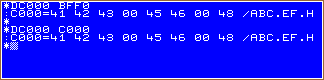 Dump command example  with invalid end address parameter